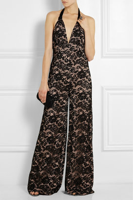 Temperley London Newton lace and stretch-silk jumpsuit