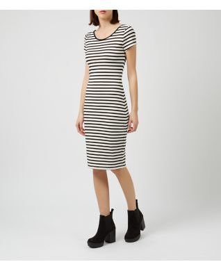 New Look Monochrome Jersey Cap Sleeve Stripe Midi Dress