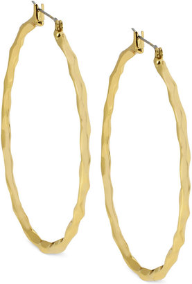 Robert Lee Morris Soho Gold-Tone Hammered Oval Hoop Earrings