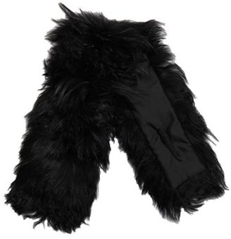 Adrienne Landau black fur wrap scarf