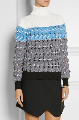 Alexander Wang Cutout textured-knit turtleneck sweater