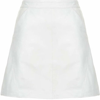 Topshop Tall Exclusive White Leather A-Line Skirt