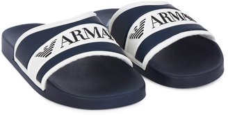 Armani Junior Navy Slip On Flip Flops