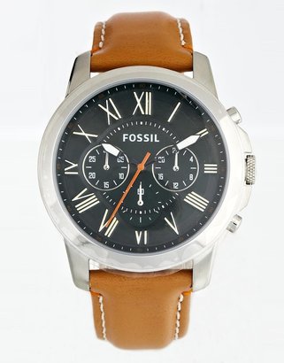 Fossil Grant Tan Leather Strap Watch FS4918