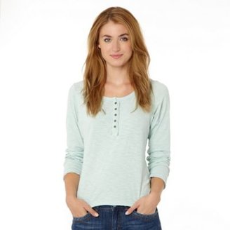 Mantaray Pale green over-dyed button neck top