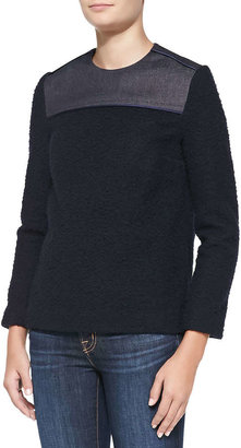 Victoria Beckham Tweed/Denim Combo Sweater