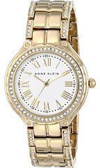 Anne Klein AK-1506SVGB Swarovski Crystal Accented Gold-Tone Bracelet Watch