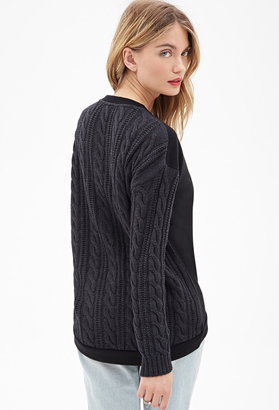 Forever 21 Contemporary Cable Knit-Paneled Sweater