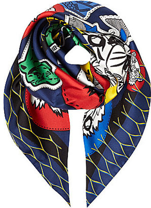 Kenzo Badges silk scarf