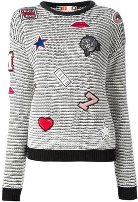 MSGM embroidered patchwork sweater