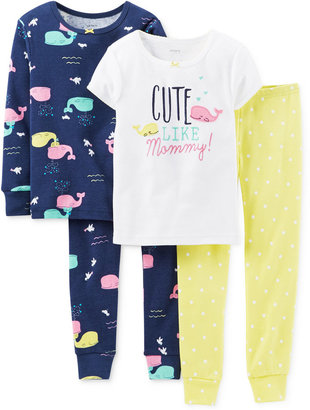 Carter's Toddler Girls' 4-Piece Whale Pajamas