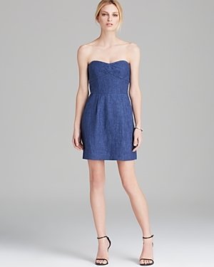 Milly Dress - Washed Chambray Linen Strapless