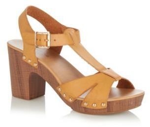 Call it SPRING Tan 'Lorenzago' high block heel sandals