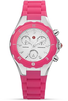 Michele Watch with Hot Pink Jelly Bean Strap, 35 mm