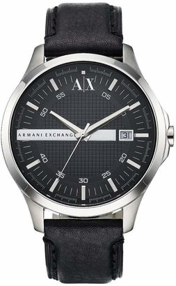 Armani Exchange Black Leather Strap Mens Watch