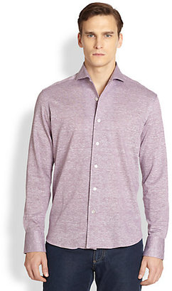 Canali Textured Cotton & Linen Sportshirt
