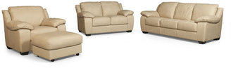 Blair Leather Living Room Furniture, 4 Piece Set (Full Sleeper Sofa Bed, Loveseat, Chair and Ottoman)