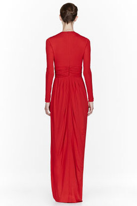 Alexander McQueen Red Jersey crystal embroidered Dress