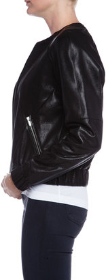 Veda Street Leather Bomber Jacket