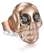Sydney Evan Black Diamond, Enamel & 14K Rose Gold Skull Single Stud Earring