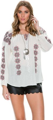 Angie Embroidered Peasant Top
