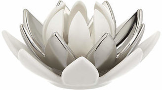 John Lewis & Partners Lotus Flower 3-Tier Tealight Holder, Silver/ White