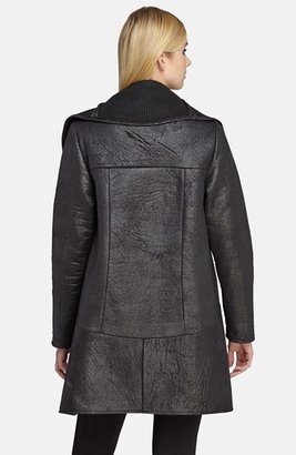 Catherine Malandrino Shawl Collar Faux Leather Coat