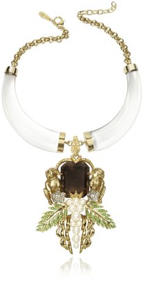 Roberto Cavalli Bronze and Plexiglass Monkey Necklace