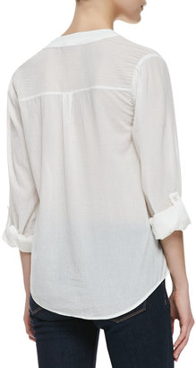 Joie Maurie Crepe-Cotton V-Neck Shirt