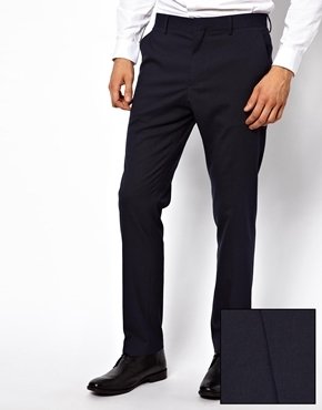 ASOS Slim Fit Tuxedo Suit Trousers - Navy
