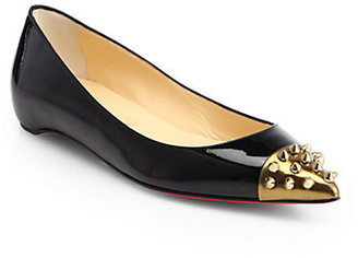 Christian Louboutin Geo Patent Leather & Spiked Cap-Toe Ballet Flats