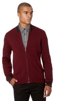 Fred Perry Maroon knitted bomber jacket