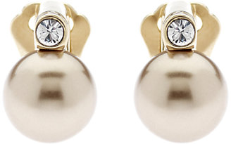 Finesse Pearl and Crystal Gold Plated Clip Earrings, Bronze