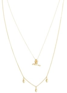 ASOS Multirow Bird Faux Pearl Charm Necklace - Gold