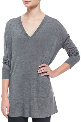 The Row Amherst Long-Sleeve Oversized V-Neck Sweater, Gray