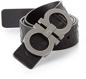 Ferragamo Stamped Gancini Leather Belt