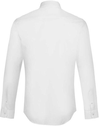 Topman White Textured Curve Collar Long Sleeve Smart Shirt