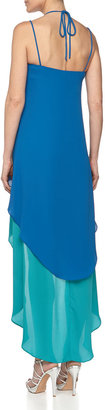 Max & Cleo Sleeveless Double Tiered High-Low Dress, Peacock Teal