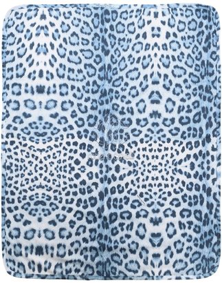Roberto Cavalli Baby Boys Blue Leopard Print Cotton Blanket