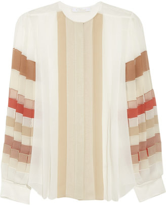 Chloé Pleated silk-georgette blouse