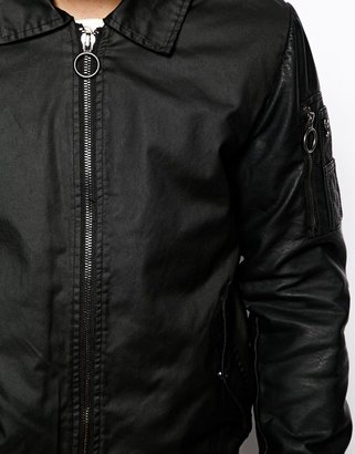 Ringspun Jacket with Leather Look Sleeves