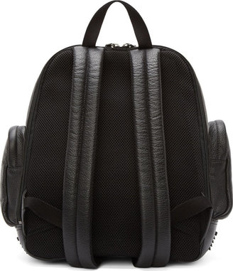 Diesel Black Leather Parakute Backpack