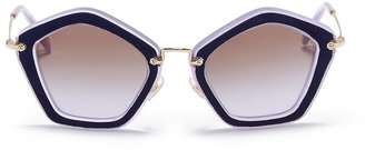 Miu Miu 'Culte' suede pentagon frame acetate sunglasses