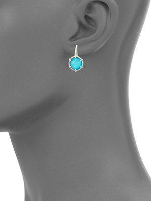 Judith Ripka Eclipse Turquoise & Sterling Silver Round Drop Earrings