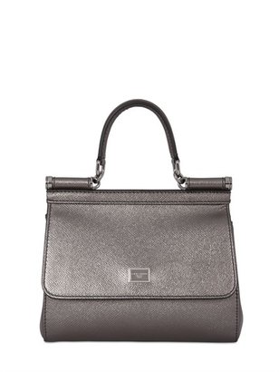 Dolce & Gabbana Small Sicily Lamé Dauphine Leather