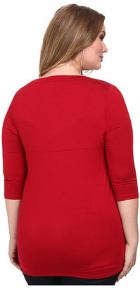 Karen Kane Plus Size 3/4 Sleeve Studded Hanky Top