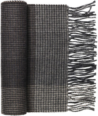 Johnston & Murphy Wool Large Houndstooth Plaid Scarf