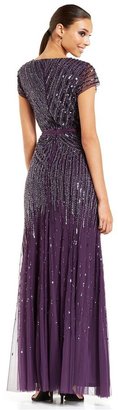 Adrianna Papell Adrianna Petite Papell Cap-Sleeve Sequined Gown