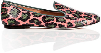 DSquared 1090 Dsquared2 Embossed Leather Animal Print Slipper-Style Loafers
