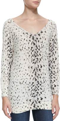 Joie Brooklyn V-Neck Leopard-Print Sweater
